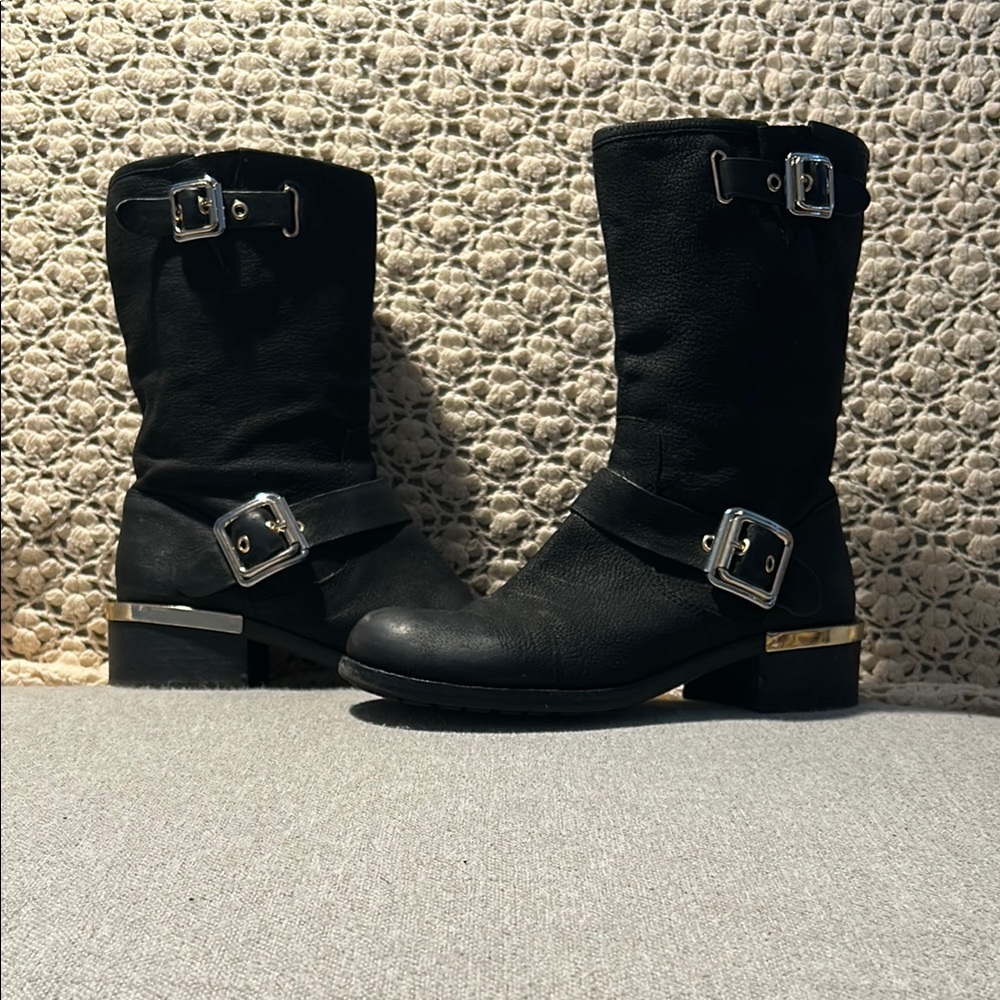 Vince Camuto Women’s Size 7.5 Black Leather Boots - Picture 3 of 10